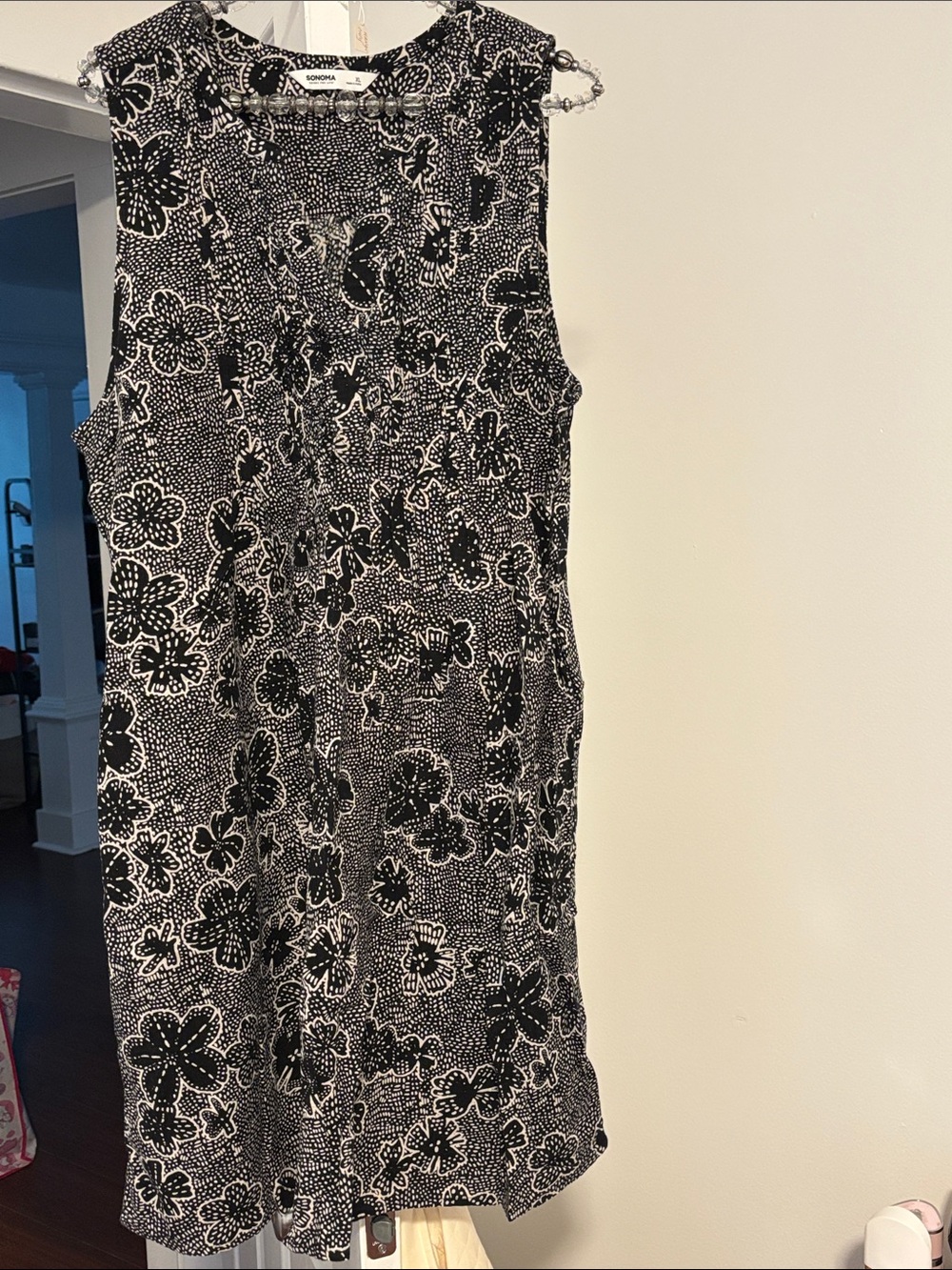 Sonoma Black & White Floral Sleeveless Dress